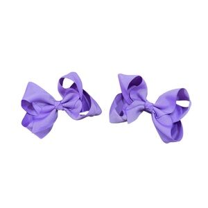 Lavender Ribbon Bow Hair Clips for Kids - Set of 2